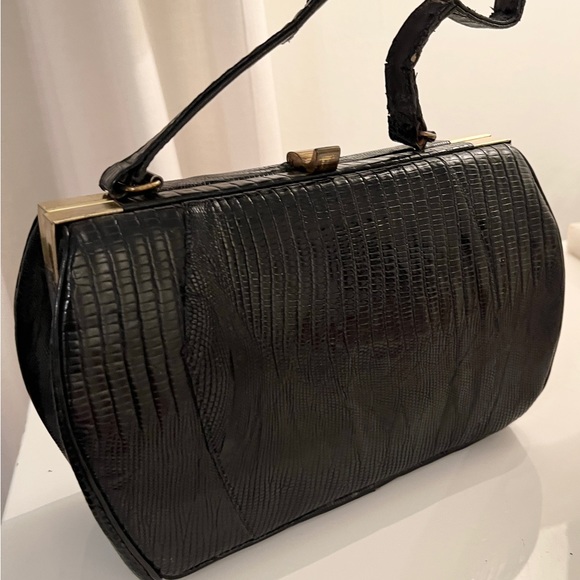 Vintage Sterling lizard frame handbag - Picture 3 of 9